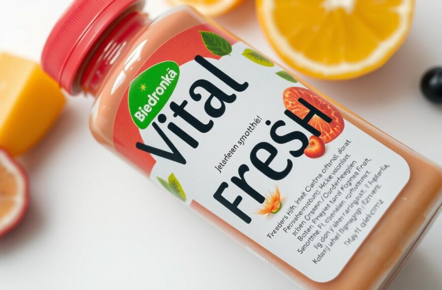Butelka smoothie Vital Fresh z Biedronki z widoczną etykietą składu