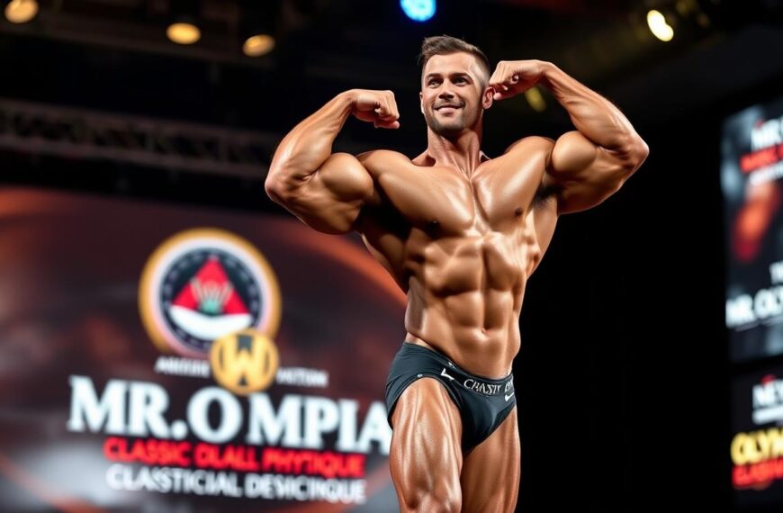 Chris Bumstead wymiary - pozowanie na scenie Mr. Olympia Classic Physique