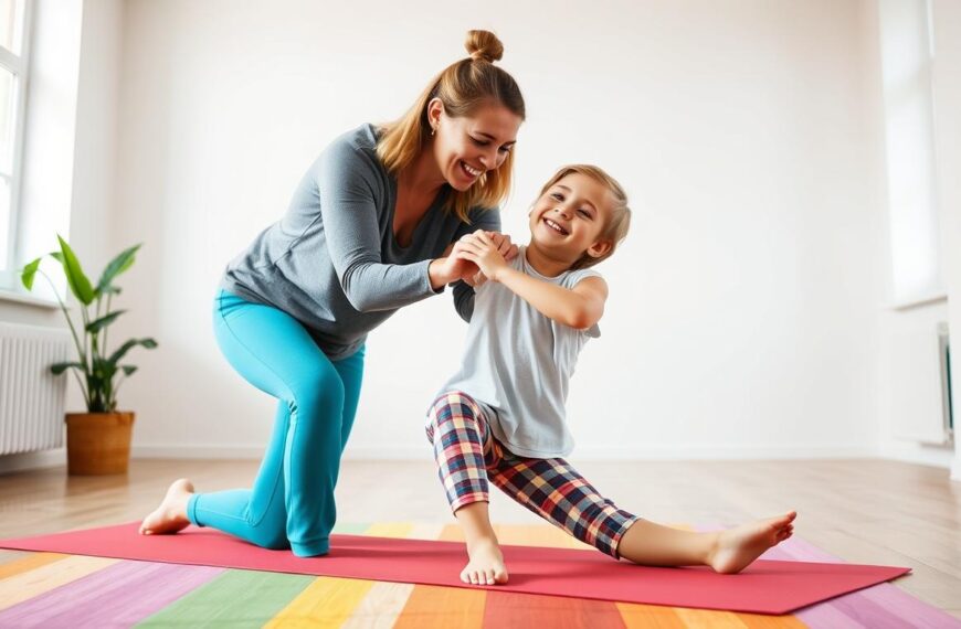 Dwie osoby wykonujące yoga challenge - podstawowa pozycja jogi dla par