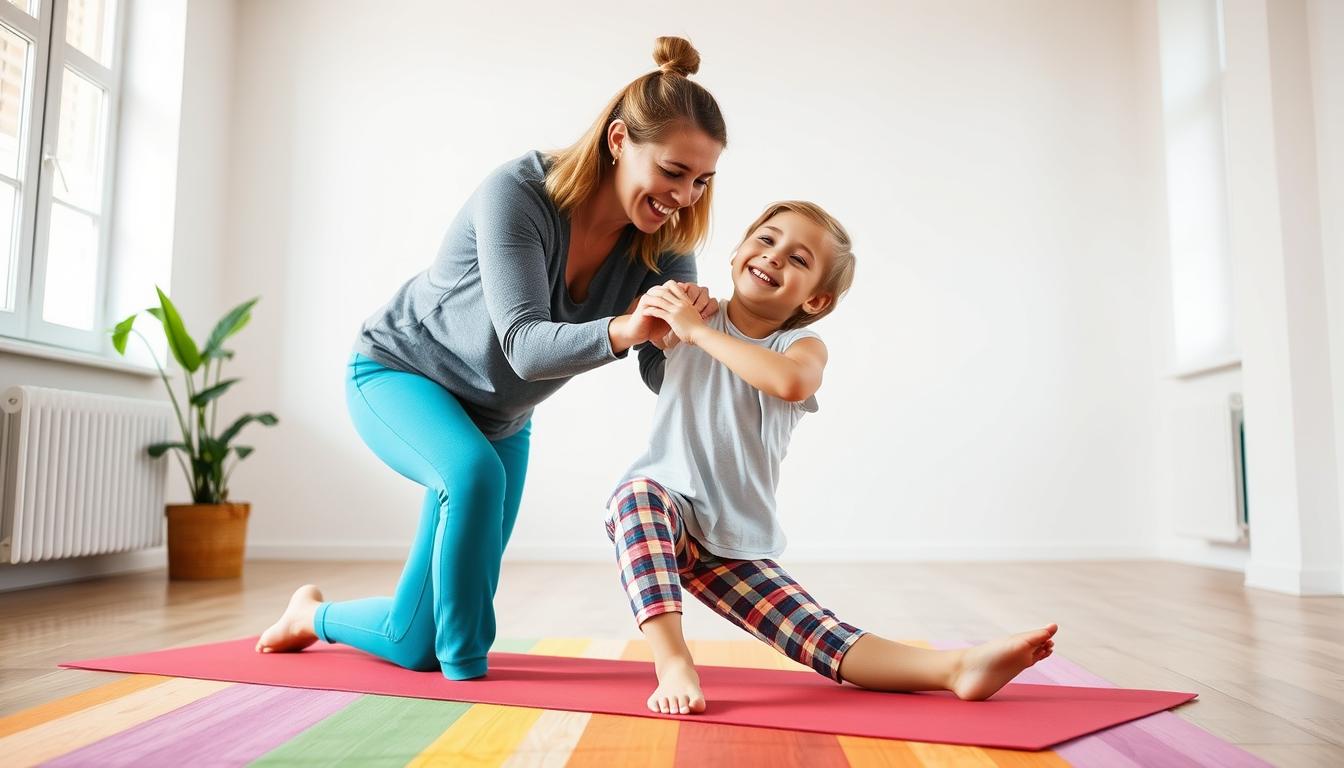 Dwie osoby wykonujące yoga challenge - podstawowa pozycja jogi dla par