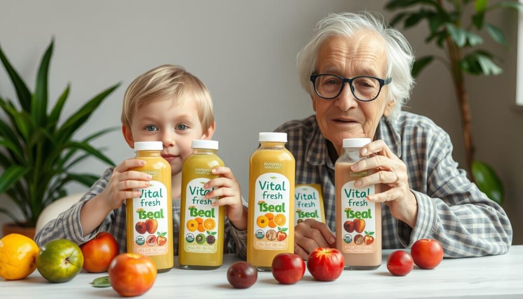 Dziecko i senior pijący smoothie Vital Fresh