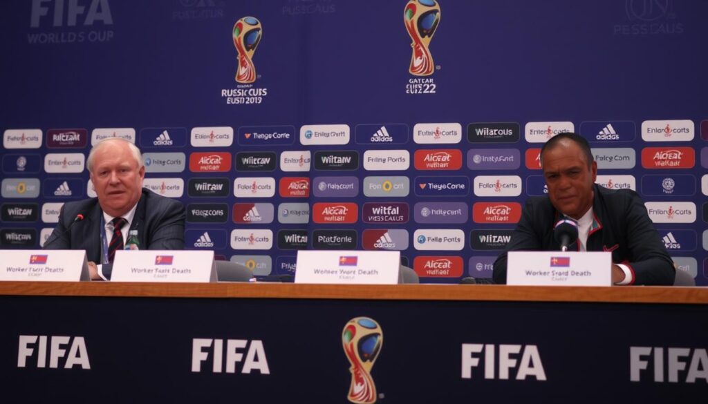 Konferencja prasowa FIFA dotycząca przygotowań do Mistrzostw Świata w Katarze Konferencja prasowa FIFA dotycząca przygotowań do Mistrzostw Świata w Katarze