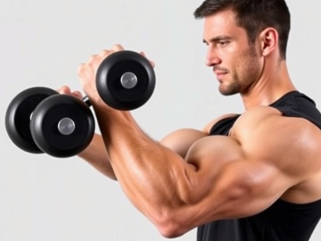 Mężczyzna wykonujący skuteczne ćwiczenie na biceps z hantlami