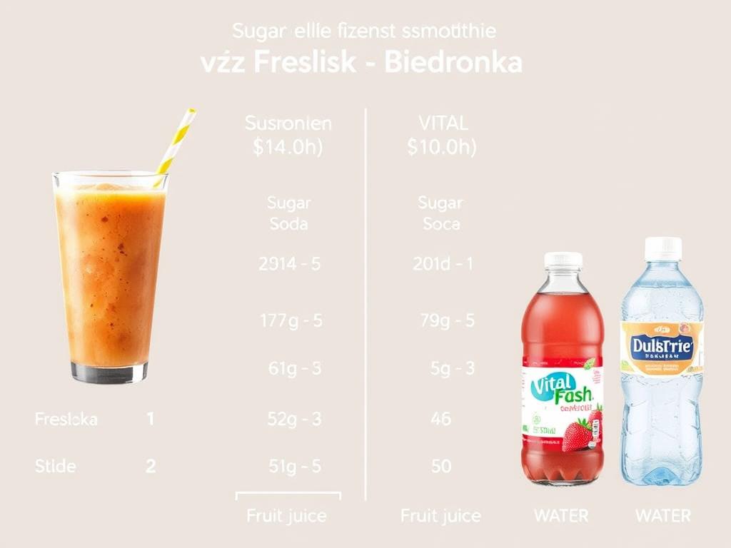 Porównanie zawartości cukru w smoothie Vital Fresh i innych napojach