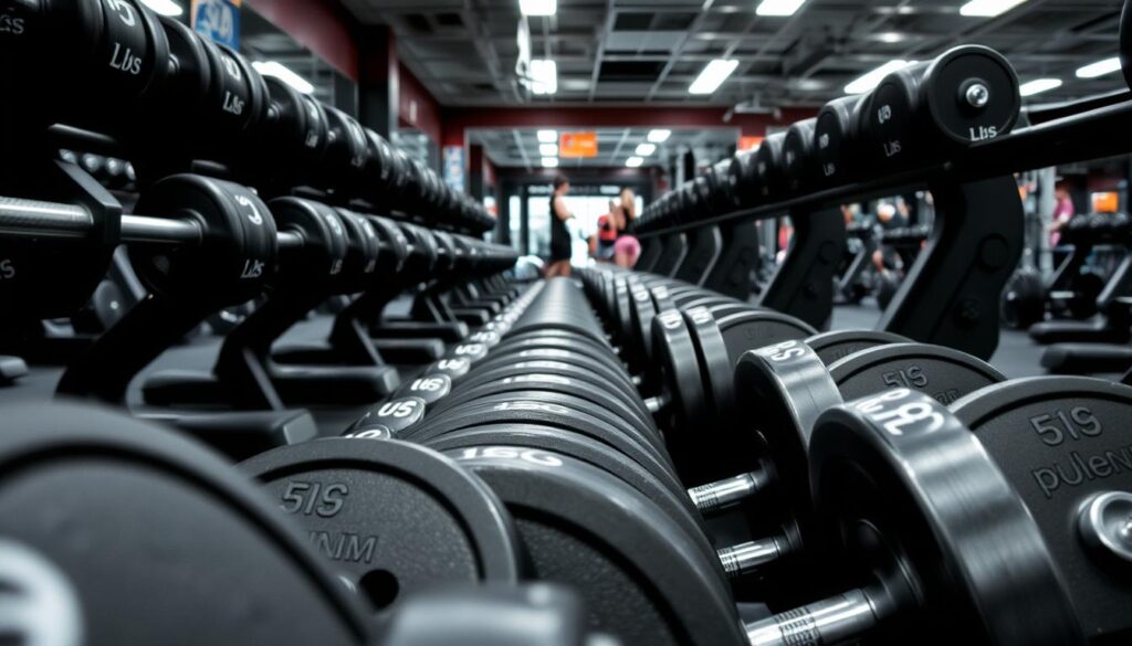 Siłownia z obciążeniami oznaczonymi w lbs - zastosowanie jednostki lbs w fitnessie