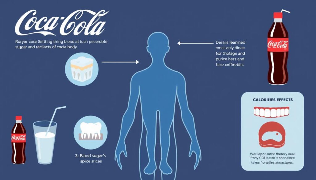 Szklanka coli kcal - infografika pokazująca wpływ regularnego spożywania Coca-Coli na organizm