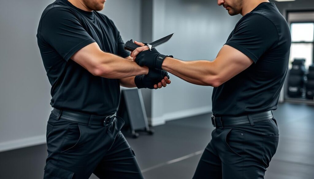 Trening Krav Maga - technika samoobrony przed atakiem nożem