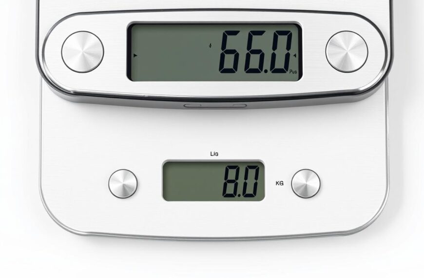 Waga pokazująca pomiar w funtach (lbs) i kilogramach - wizualizacja jednostki miary lbs