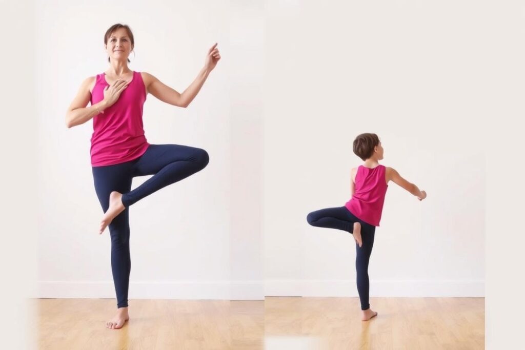 Yoga challenge 2 osoby - drzewo wspierające dla dzieci