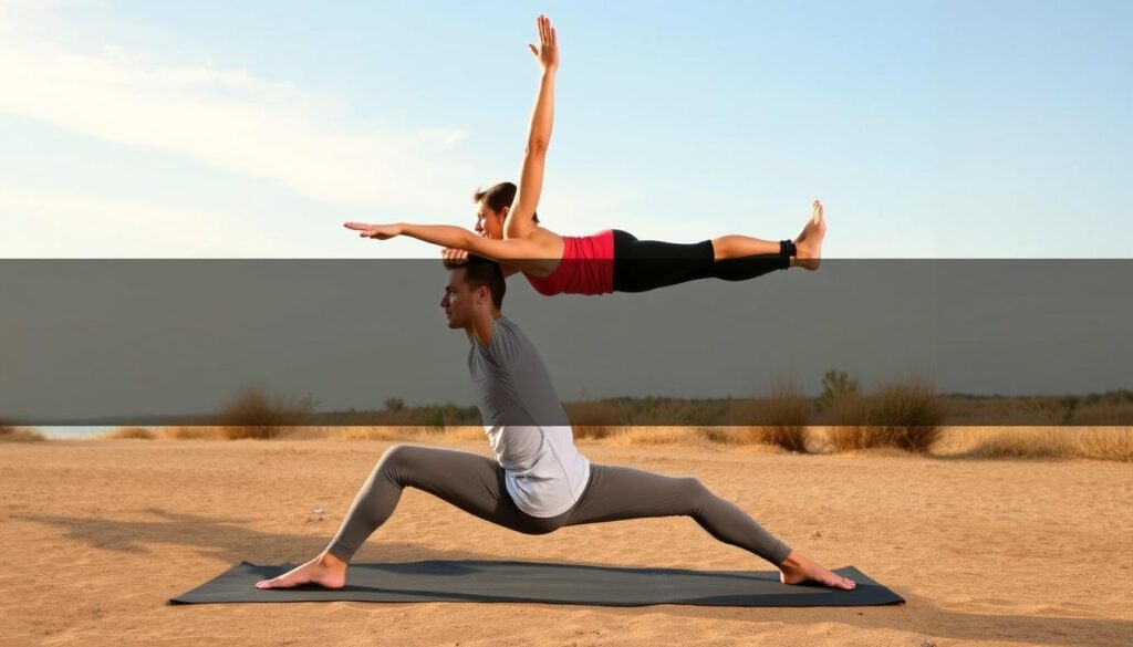 Yoga challenge 2 osoby - latający wojownik