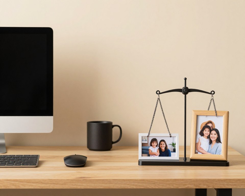 Symboliczne przedstawienie równowagi między pracą a życiem rodzinnym