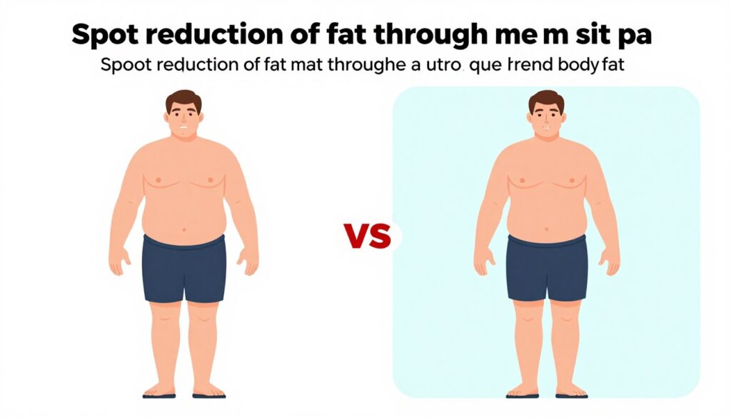 Wizualizacja pokazująca, że miejscowa redukcja tłuszczu poprzez brzuszki jest mitem