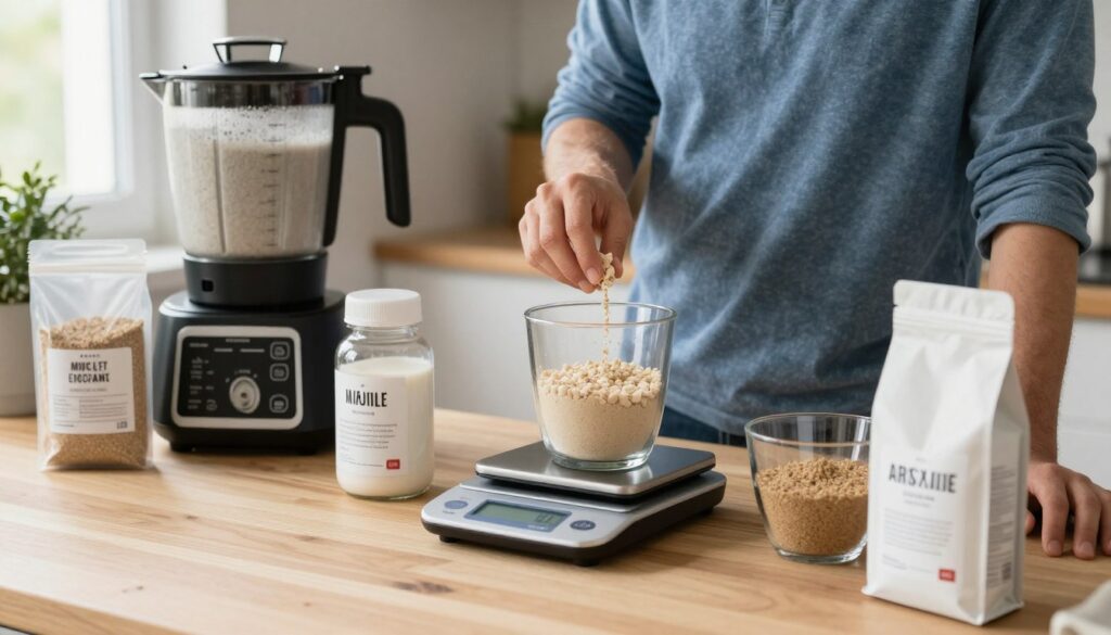 Osoba testująca różne zamienniki ekstraktu słodowego w domowej kuchni