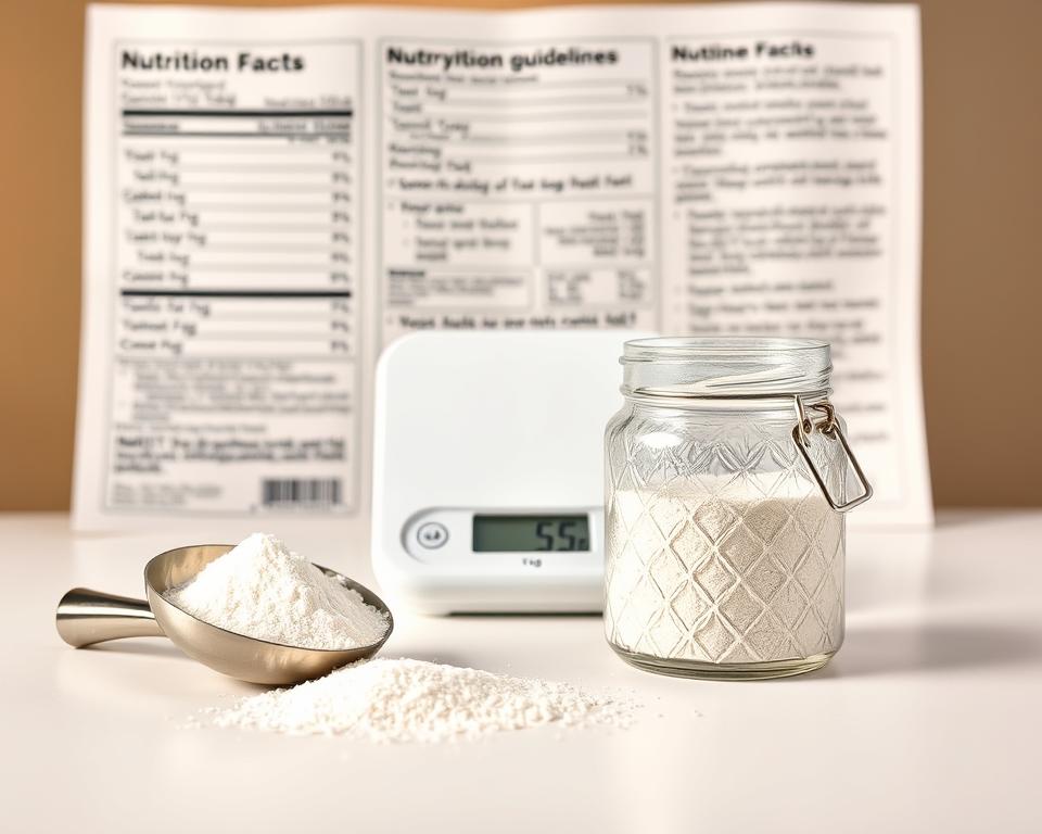 A visually appealing arrangement of monohydrate creatine powder displayed on a clean, white surface. In the foreground, a clear, textured glass jar filled with the fine white powder is prominently featured, along with a sleek metal scoop resting beside it. In the middle, a small digital scale shows a precise measurement of 5 grams, set against a backdrop of nutritional labels and guidelines subtly blurred for context. The background is softly illuminated with warm, natural lighting, creating a clean and professional atmosphere. The focus is sharp on the creatine elements with a shallow depth of field, evoking a sense of clarity and precision, suitable for an informative, health-related article. A visually appealing arrangement of monohydrate creatine powder displayed on a clean, white surface. In the foreground, a clear, textured glass jar filled with the fine white powder is prominently featured, along with a sleek metal scoop resting beside it. In the middle, a small digital scale shows a precise measurement of 5 grams, set against a backdrop of nutritional labels and guidelines subtly blurred for context. The background is softly illuminated with warm, natural lighting, creating a clean and professional atmosphere. The focus is sharp on the creatine elements with a shallow depth of field, evoking a sense of clarity and precision, suitable for an informative, health-related article.