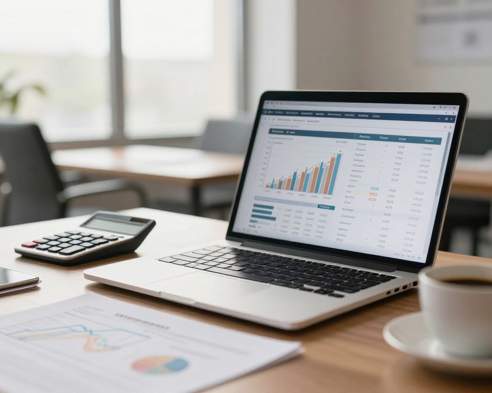 A modern financial workstation featuring a close-up of a desktop with an open laptop displaying graphs and charts related to investment costs and commission fees. In the foreground, there are financial documents neatly arranged, alongside a calculator and a cup of coffee, suggesting a professional environment. The middle layer includes a soft-focus backdrop of an office setting with a large window letting in natural light, casting gentle shadows. The lighting is warm and inviting, enhancing the atmosphere of focus and diligence. The overall mood should evoke a sense of professionalism and careful consideration, ideal for a reader exploring the complexities of investment costs. A modern financial workstation featuring a close-up of a desktop with an open laptop displaying graphs and charts related to investment costs and commission fees. In the foreground, there are financial documents neatly arranged, alongside a calculator and a cup of coffee, suggesting a professional environment. The middle layer includes a soft-focus backdrop of an office setting with a large window letting in natural light, casting gentle shadows. The lighting is warm and inviting, enhancing the atmosphere of focus and diligence. The overall mood should evoke a sense of professionalism and careful consideration, ideal for a reader exploring the complexities of investment costs.